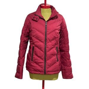 Aether Apparel Jacket Womens Size 2 Medium Primaloft Puffer Burgundy Wine